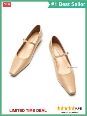 Lambskin Leather Mary Jane Flats Low Block Heel Square Toe Pumps